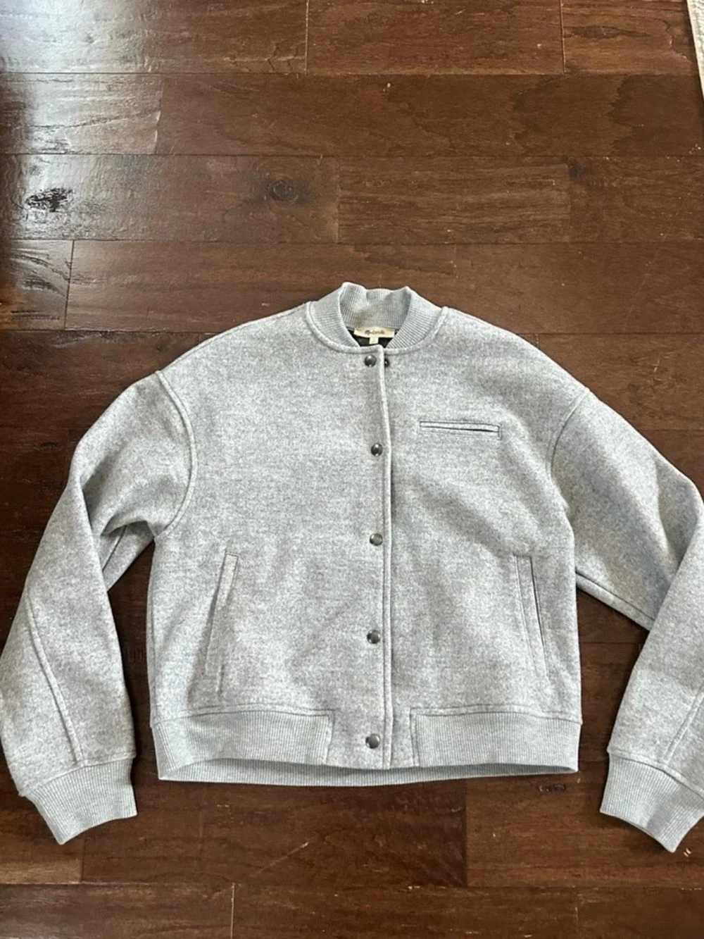 Madewell-Snap Front Bomber Jacket size Small Grey-like new - Picture 12 of 14